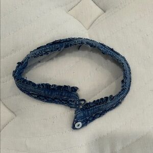 Custom ruffled raw edge denim choker